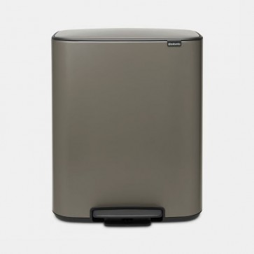 Koš s pedalom Bo, 60L - platinast