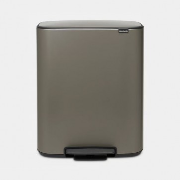 Koš s pedalom Bo, 2 x 30L - platinast
