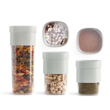 Set preklopnih shranjevalnih posod za hrano s pokrovi, 3 kosi – zelena