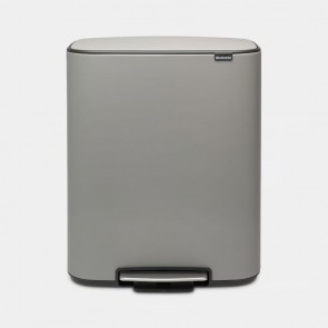 Koš s pedalom Bo, 2 x 30L - mineralno betonsko siva