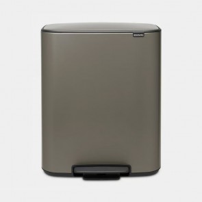 Koš s pedalom Bo, 2 x 30L - platinast