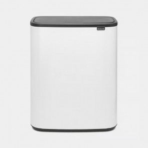 Koš s otvaranjem na dodir Bo, 2 x 30L - bijela