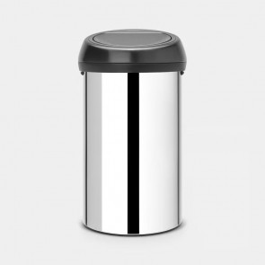 Koš s otvaranjem na dodir, 60L - metalne boje - sijaj